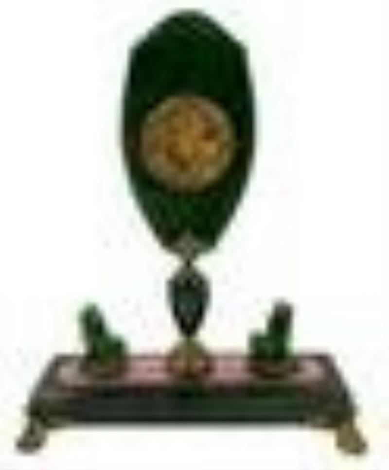 Antique European Jeweled Jade & Enamel Desk Clock