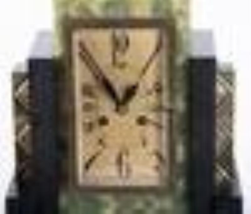 A Rare French Art Deco Skyscraper Clock Set, Bonnet & Pottier