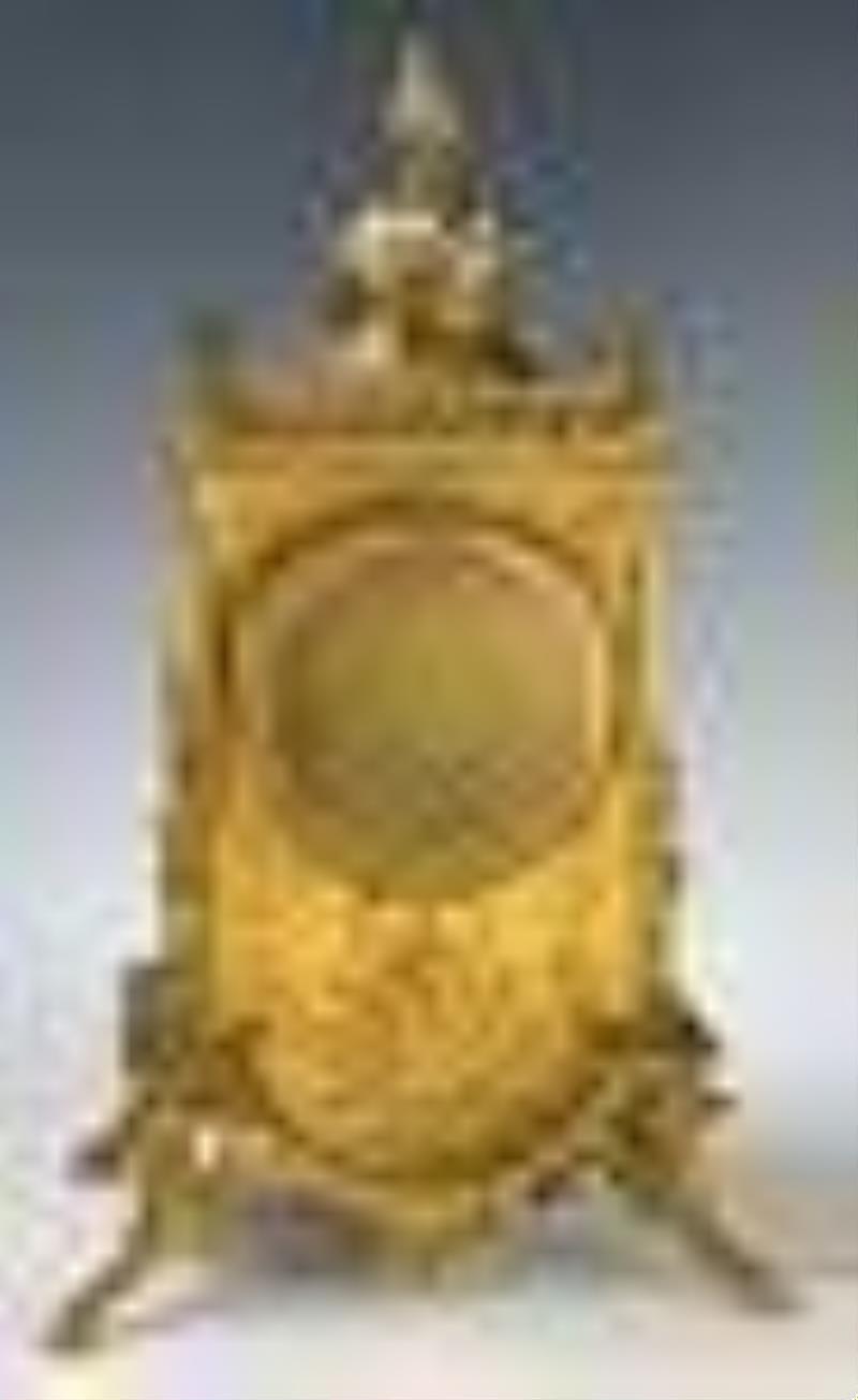 19th C. Champleve and Bronze Clock Garniture