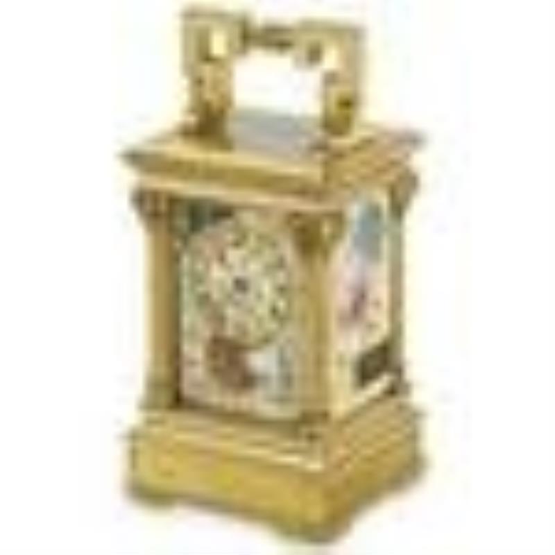 French Japonisme Gilt Bronze Carriage Clock
