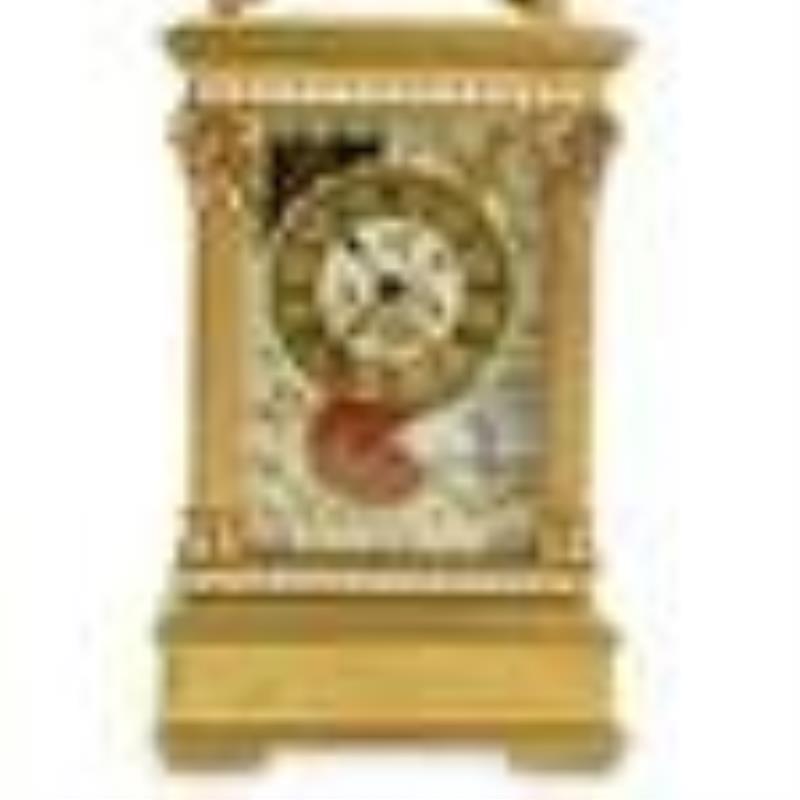 French Japonisme Gilt Bronze Carriage Clock