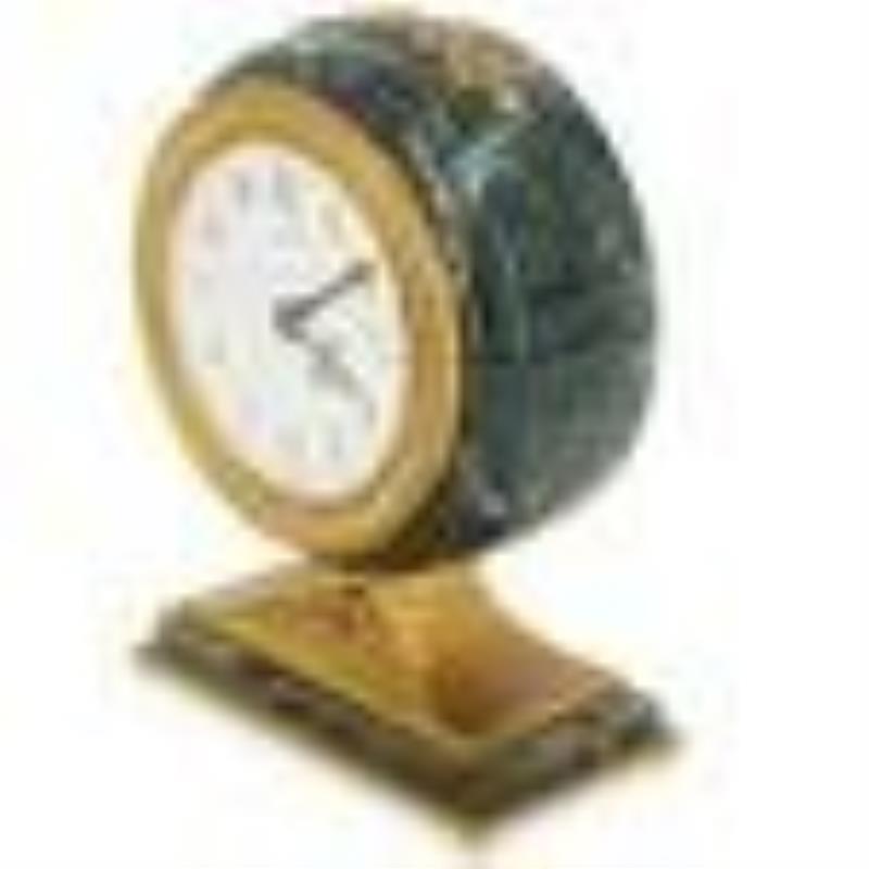 Cartier Gilt Bronze & Green Marble Mantle Clock