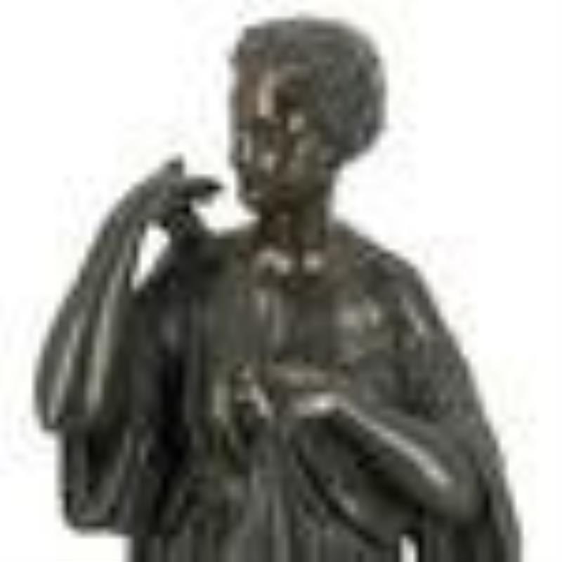 Antique Marble & Bronze Sculpture Mantel Clock