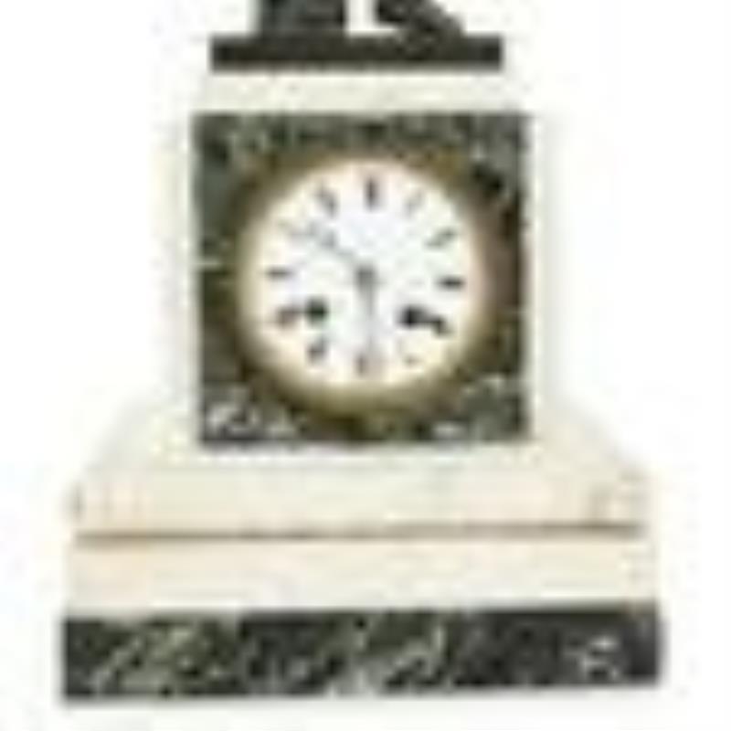 Antique Marble & Bronze Sculpture Mantel Clock