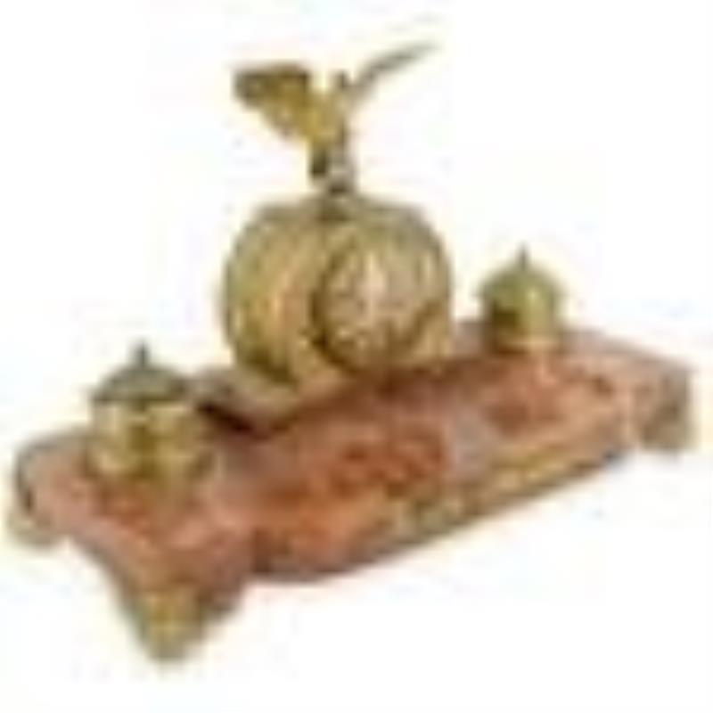 Antique French Bronze Eagle Inkwell