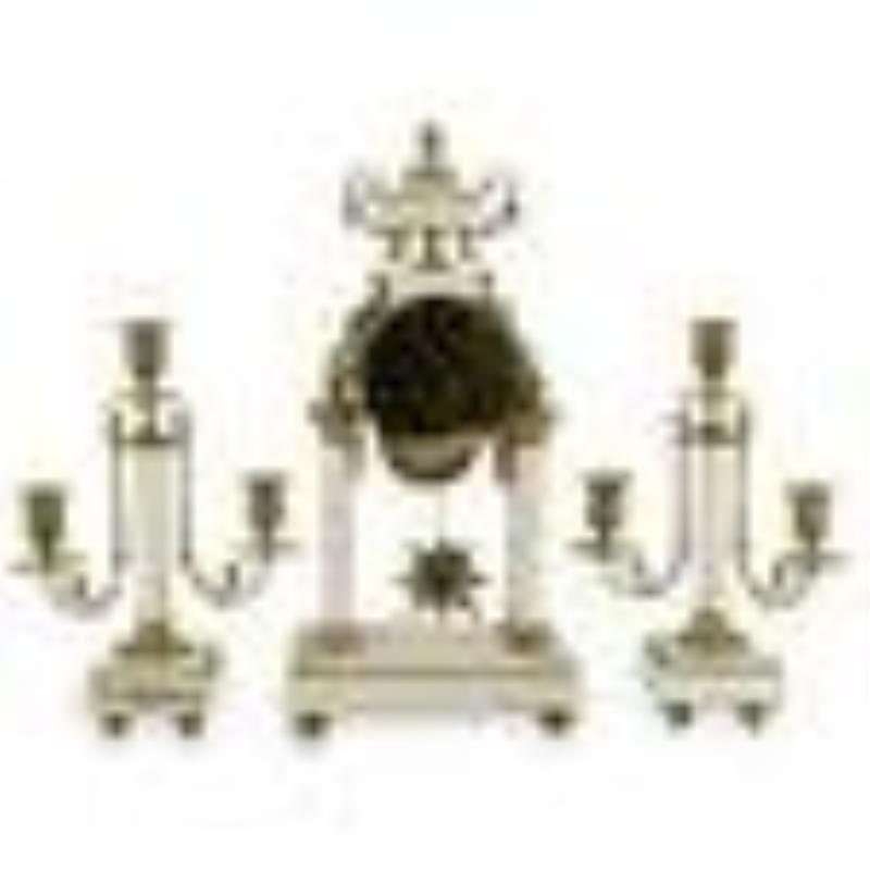 French Time & Strike Clock Garniture Set