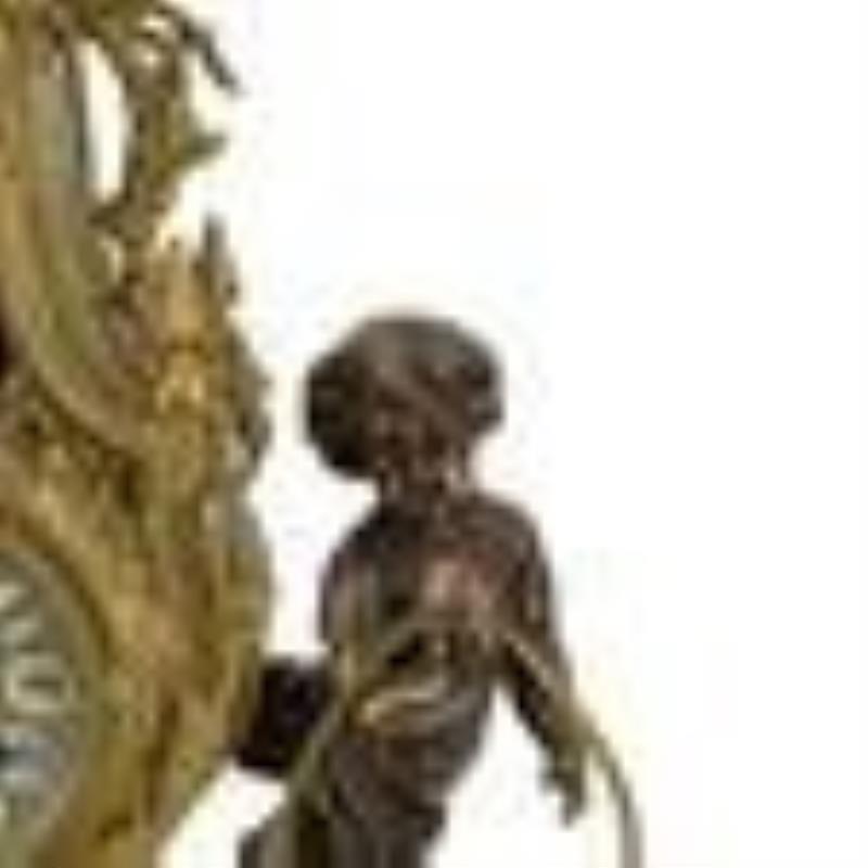 (3Pc) Italian Franz Hermle Figural Lyre Clock & Garnitures