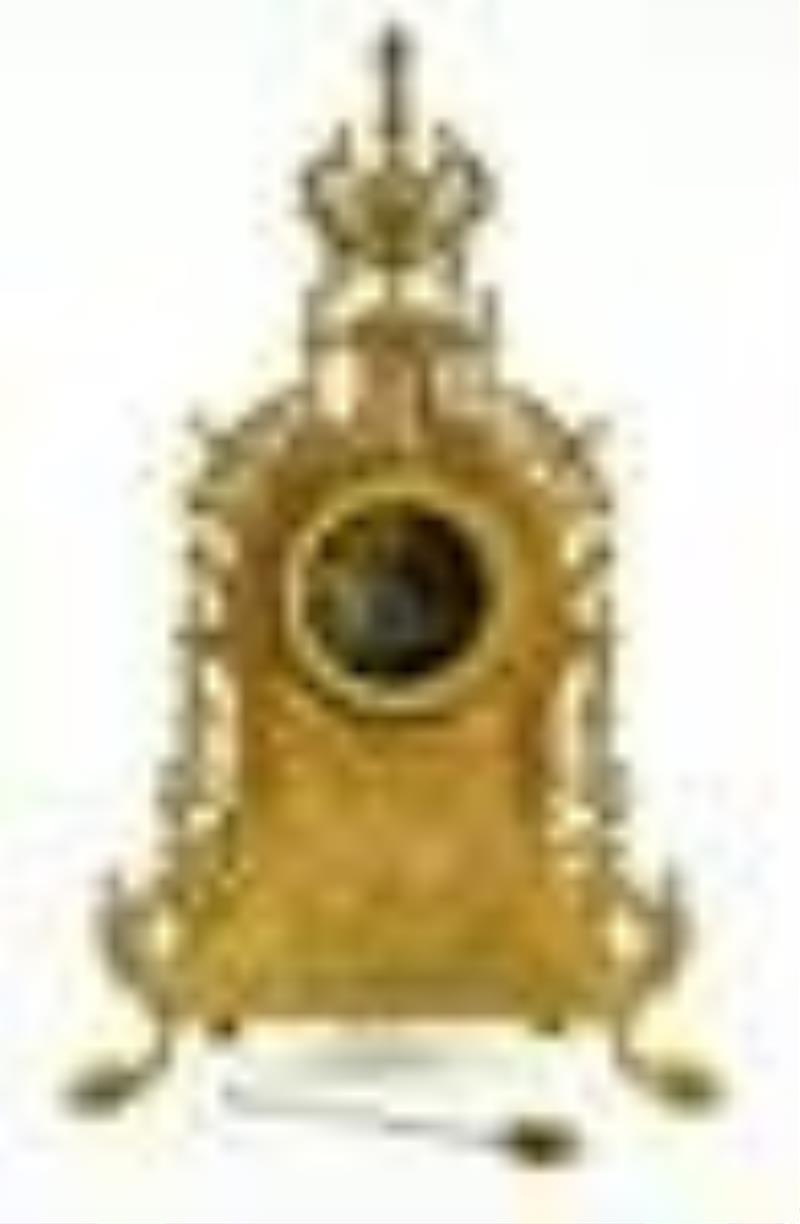 Ca 1900 French Gilt Brass Shelf Clock