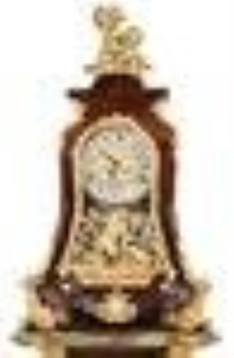 Ormolu-Mounted and Inlaid Clock-on-Stand