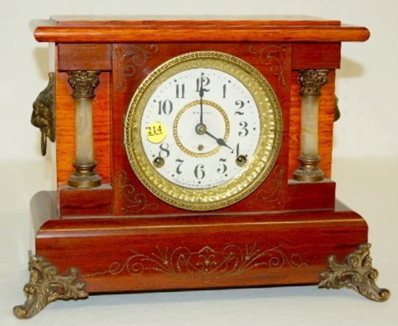 Seth Thomas Red Mantel Clock, Adamantine Case