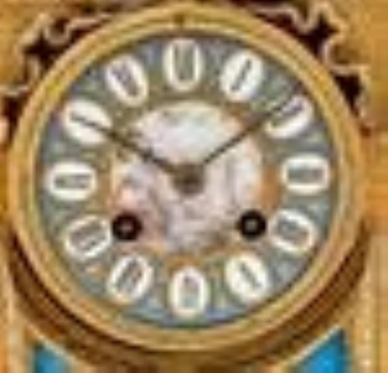 Napoleon III Gilt-Metal and Sevres Style Blue Ground Porcelain Clock Garniture