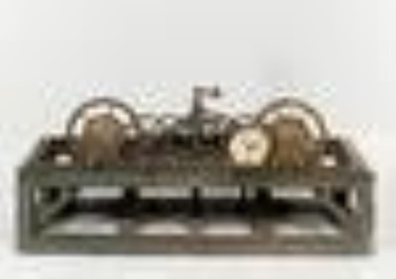 Paint-decorated Wooden Tower Clock, Dial and Hands