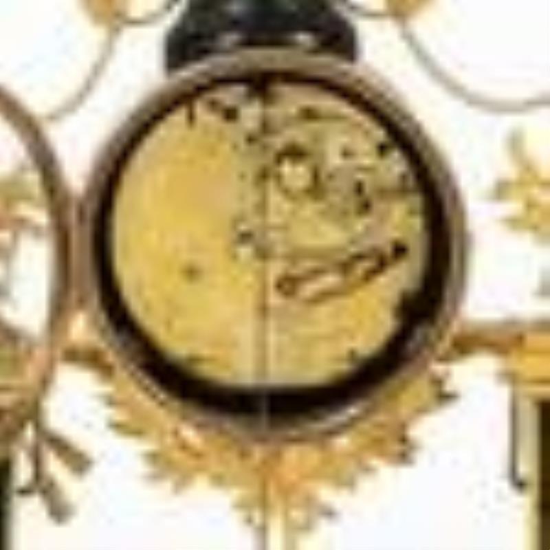 French Fire-gilt and Alabaster Shelf Clock