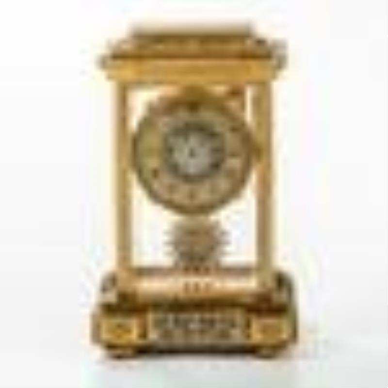 Cloisonne Brass and Glass Mantel Clock