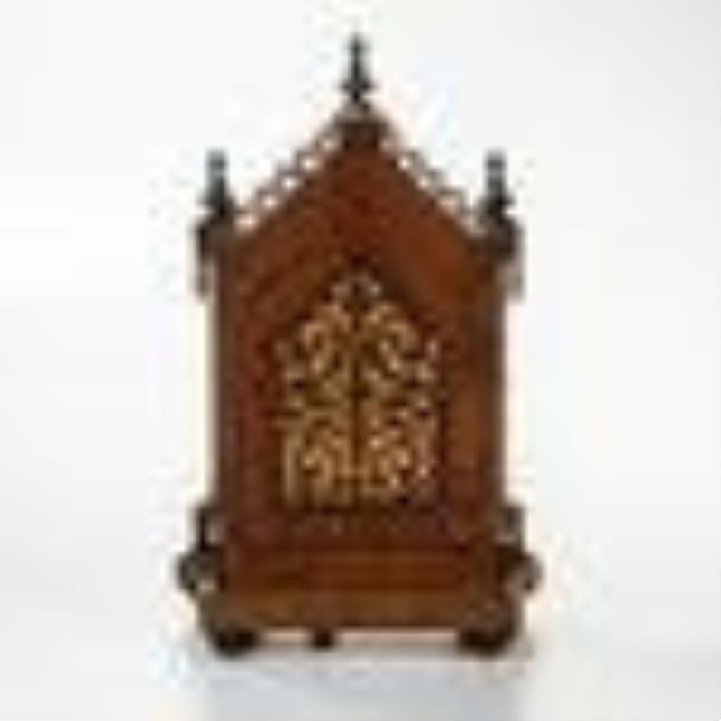 Gothic-style Burr Walnut Table Clock