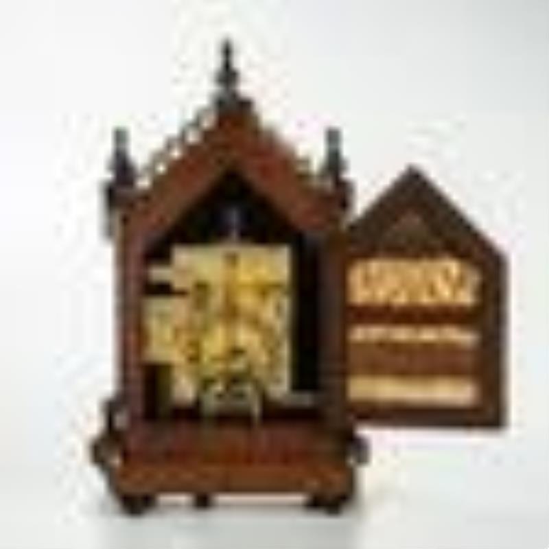 Gothic-style Burr Walnut Table Clock