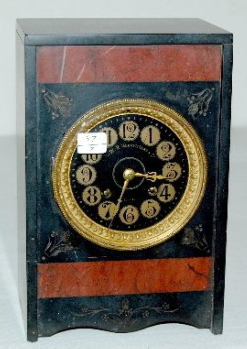 Black Slate & Red Marble Shelf Clock, T & S