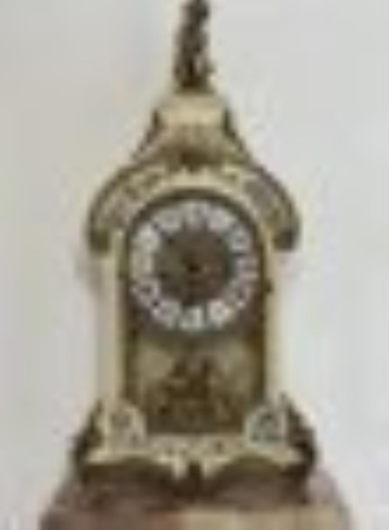 Italian Tiffany Style Clock and Pedestal
