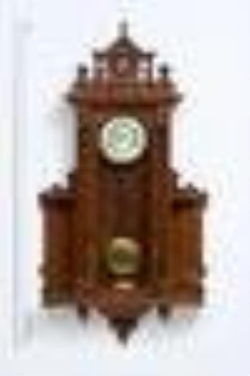 Walnut Wall Clock, ca. 1900