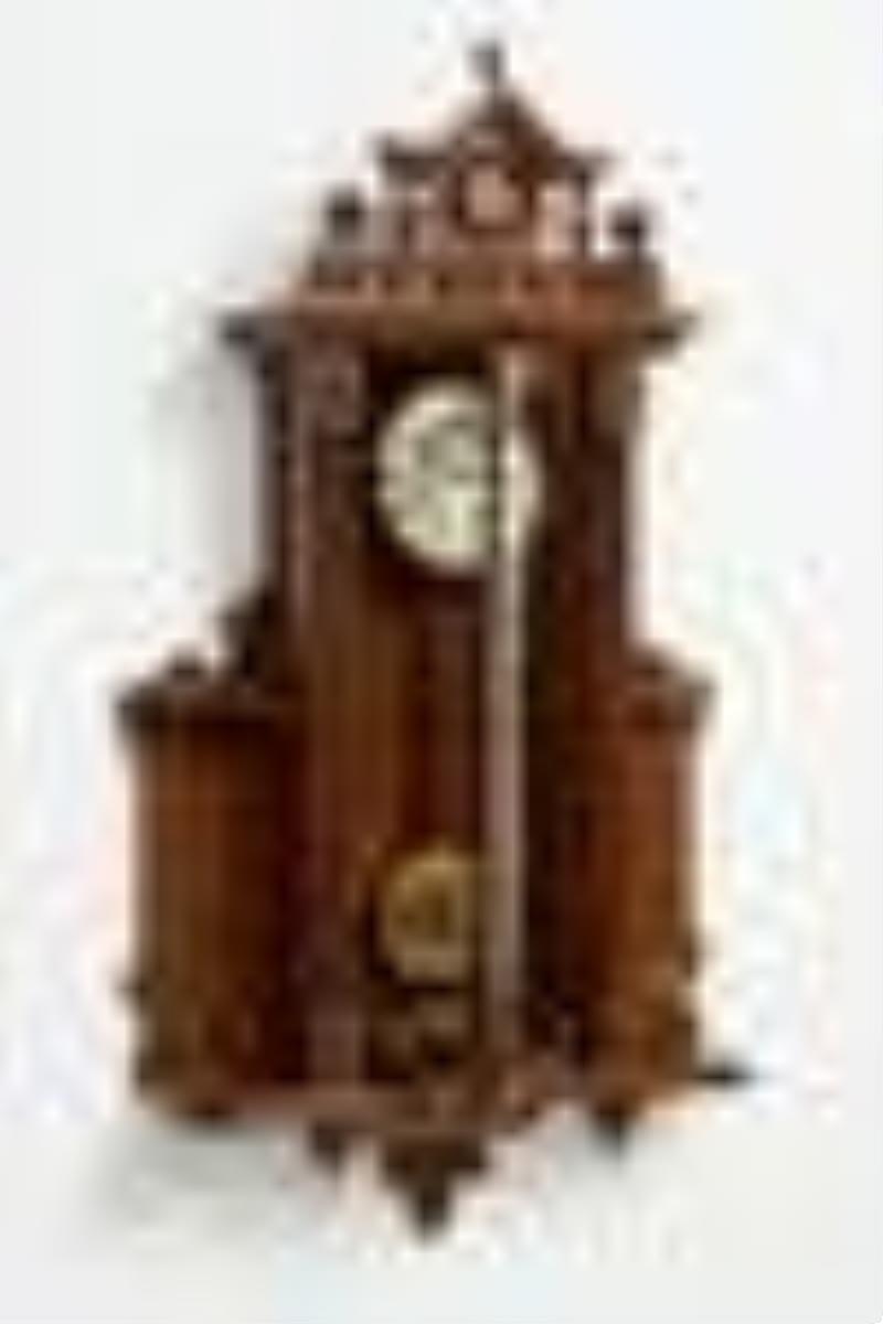 Walnut Wall Clock, ca. 1900