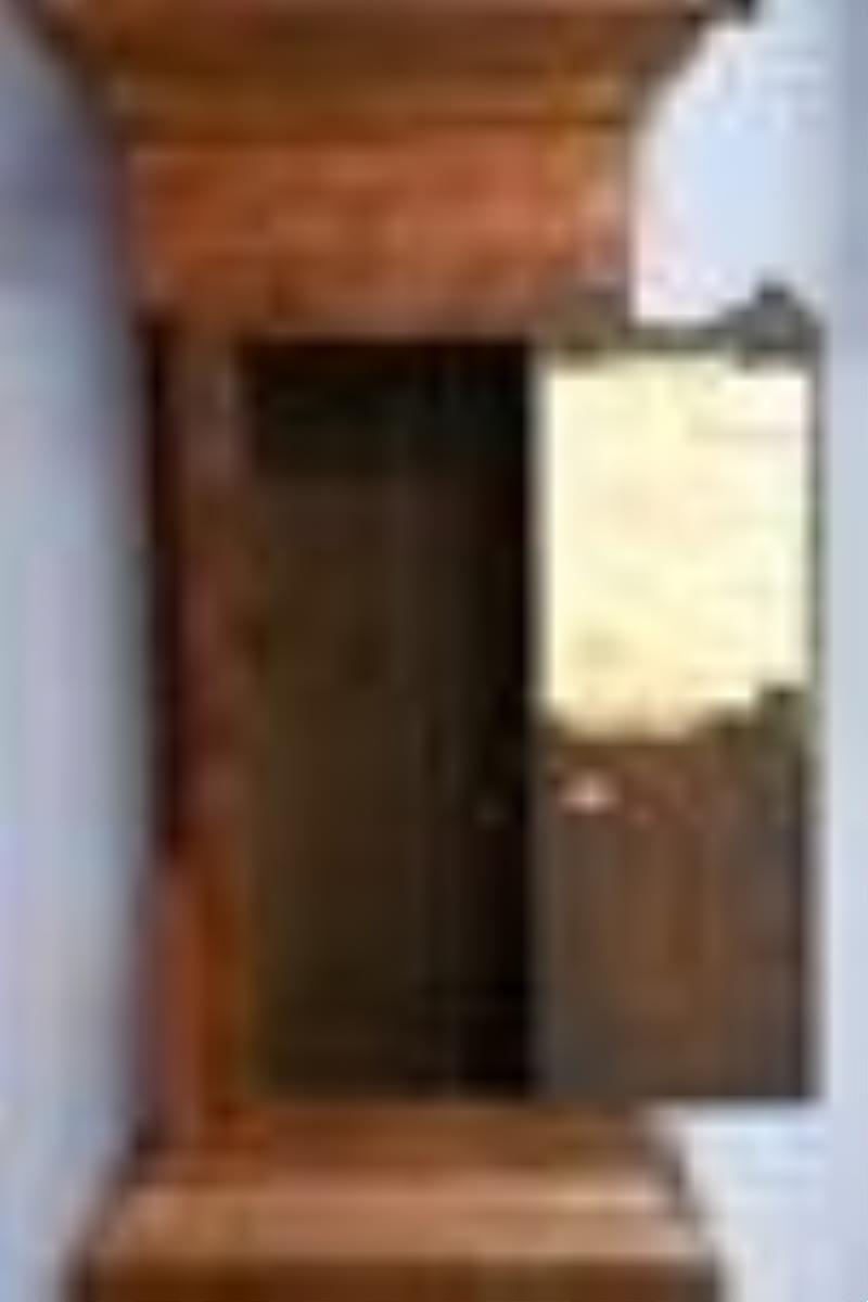 Inlaid oak and mahogany Georgian tall case clock