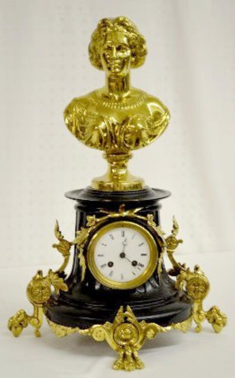 Marti Slate and Bronze Figural Clock, Circa 1870