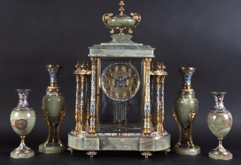 A SUPERB QUALITY FRENCH 19TH CENTURY FIVE PIECE CLOCK