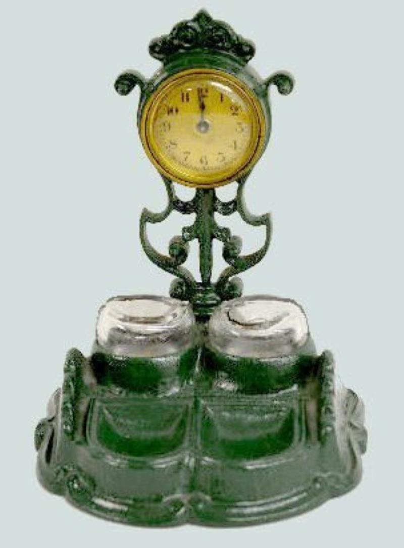 Lux Clock w/Verona Cast Iron Inkwell Stand