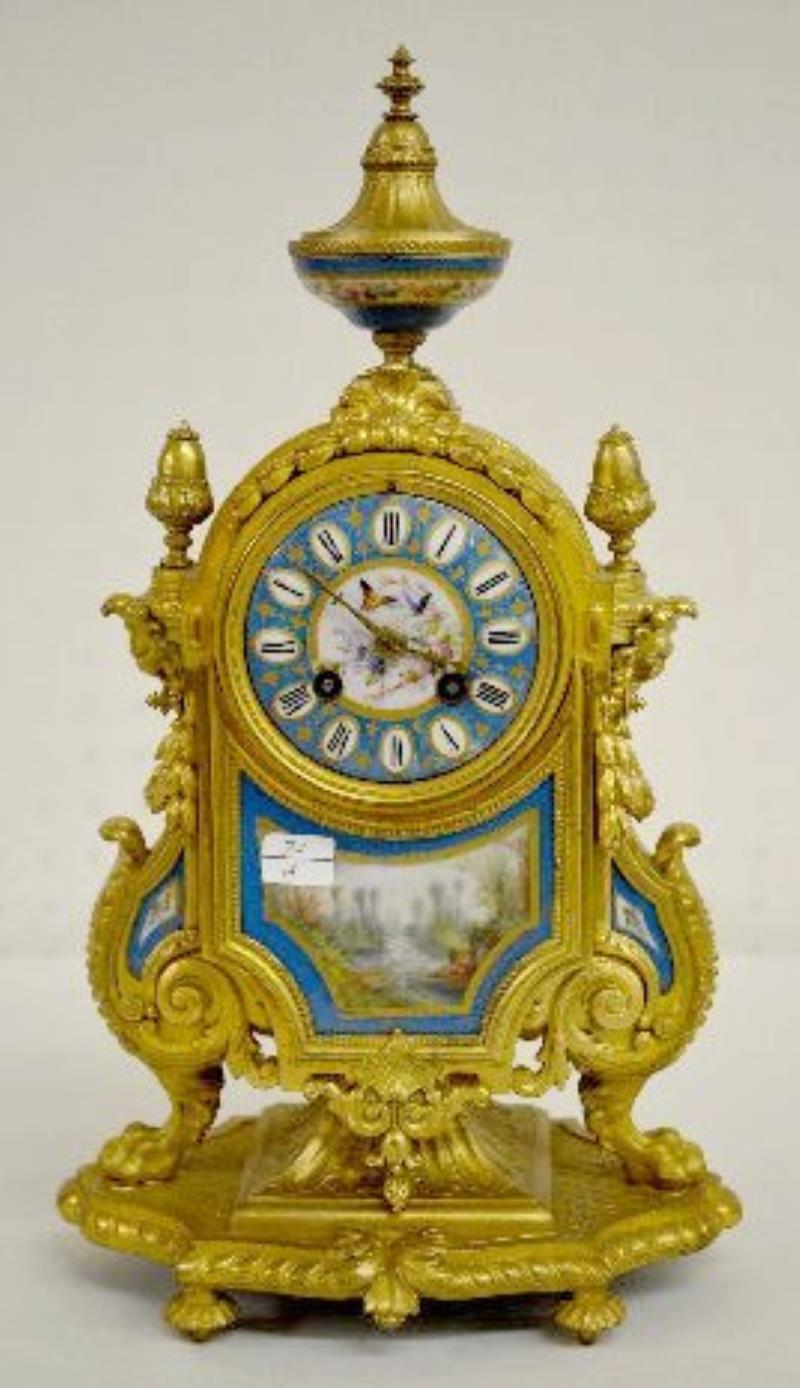 Japy Frères Scenic Clock, Porcelain & Metal