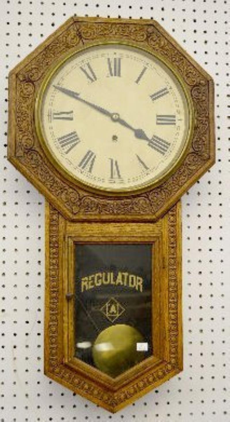 Ansonia Oak “A” Regulator Long Drop Clock