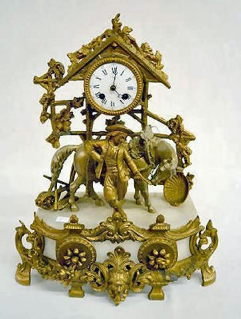 French Marble and Metal 8 Day T&S Clock