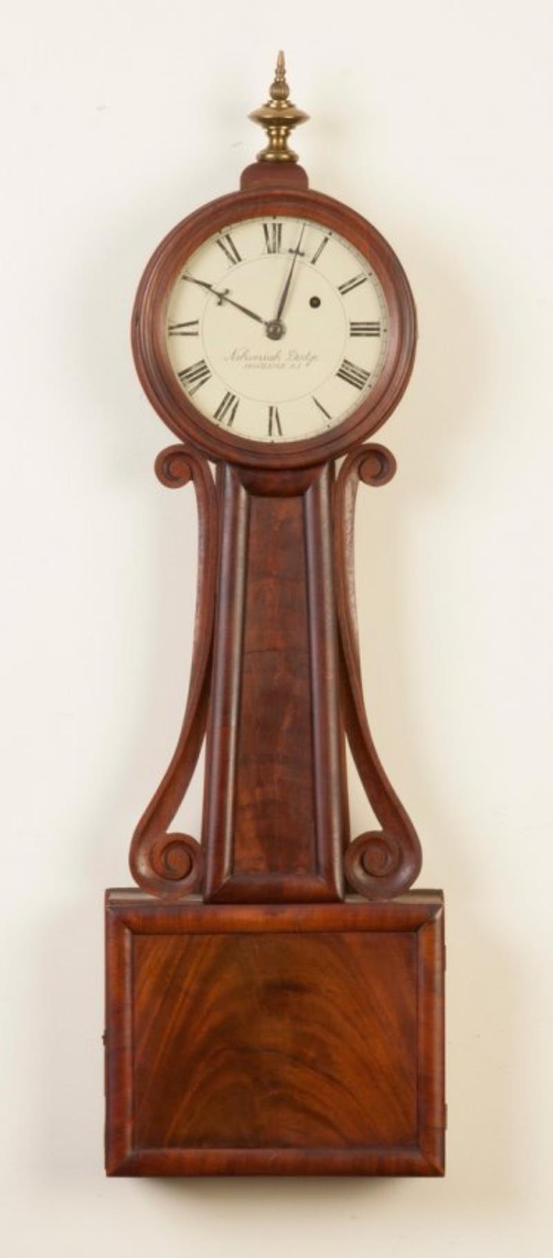 Nehemiah Dodge Wood Front Banjo Clock