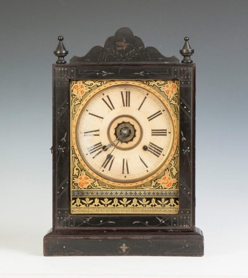 Unusual Ansonia Ebonized East Lake Victorian Shelf Clock