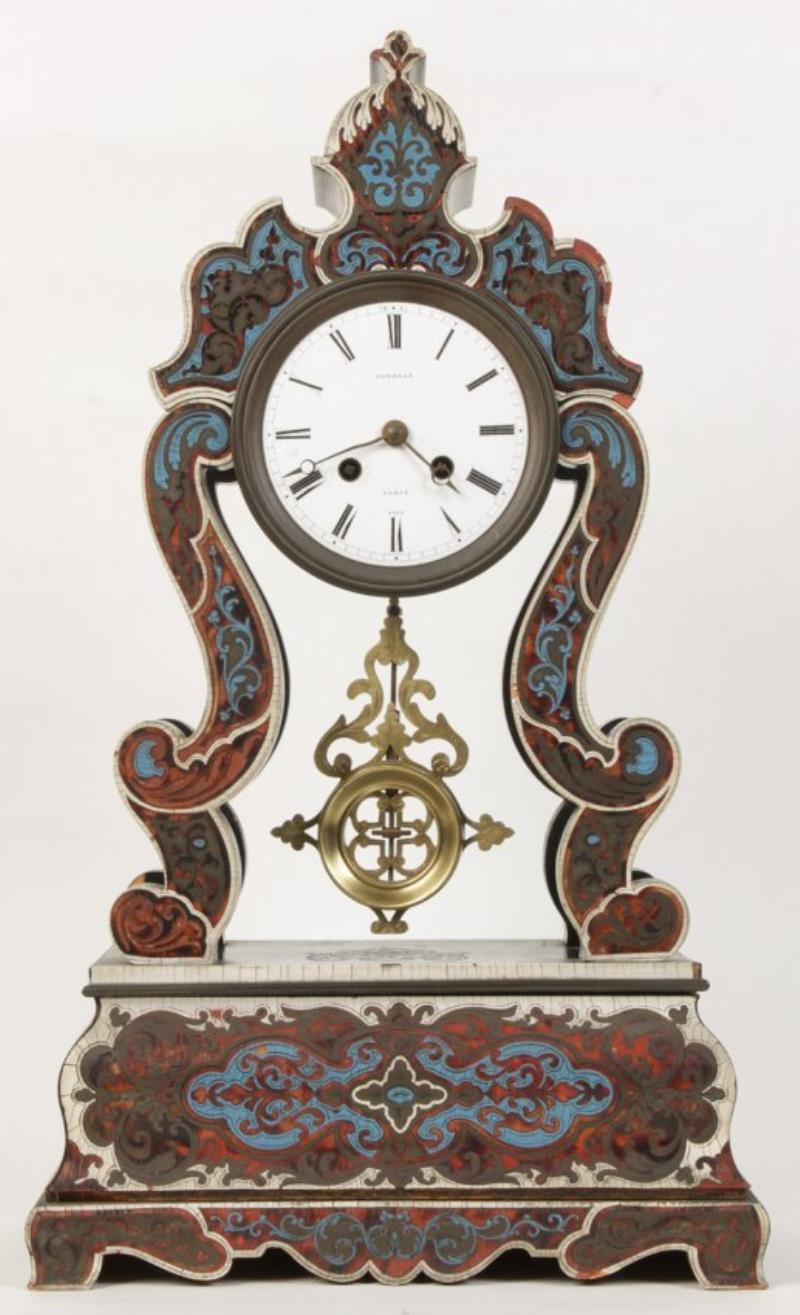 TORTOISE SHELL FRENCH CLOCK SIGNED POTONIE 1880