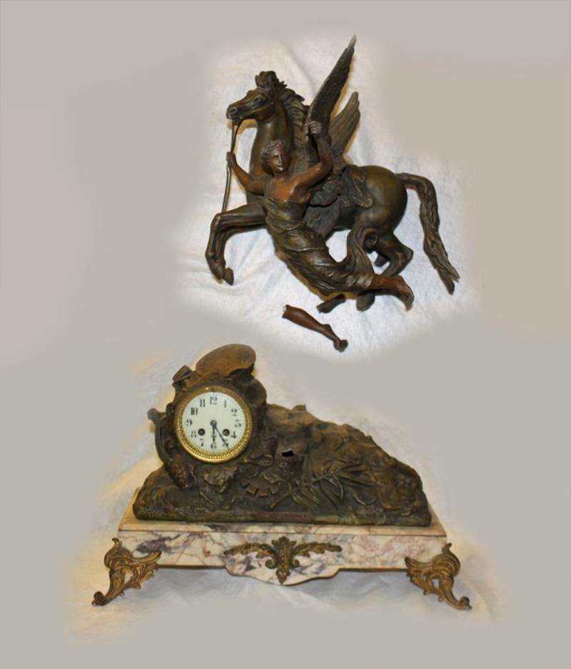 IMPRESSIVE 19TH C. FRENCH METAL CLOCK 1880