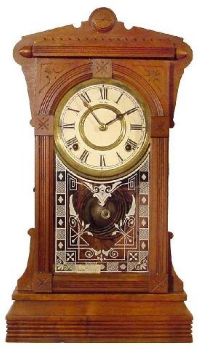 Gilbert Walnut Kitchen Clock Ca. 1900