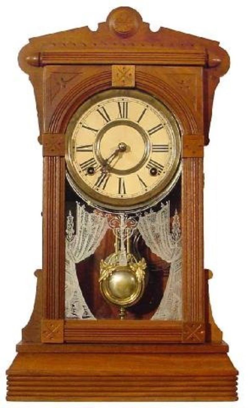 Gilbert Walnut Kitchen Clock Ca. 1900