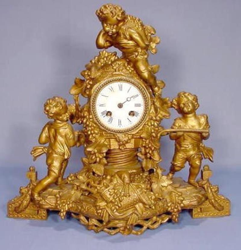 French Spelter Figural Clock