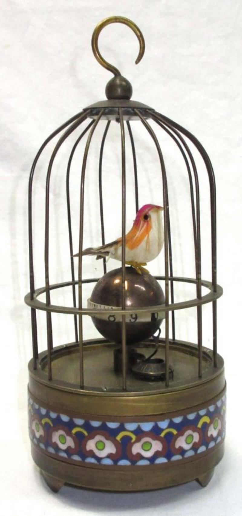 Cloisonné Brass Birdcage Clock