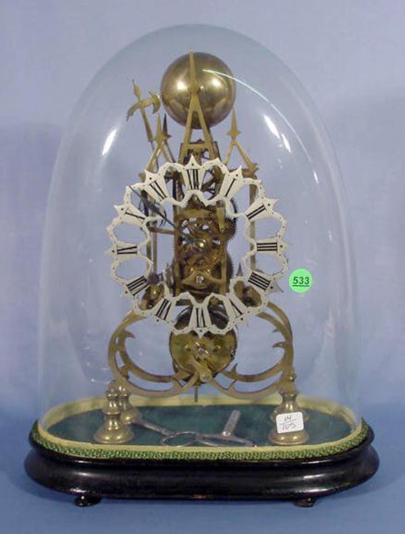 English Fusee Bell Striking Skeleton Clock