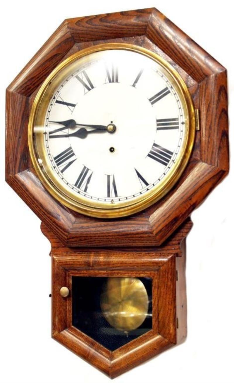 ANTIQUE GILBERT CO. “ADMIRAL” 8-DAY OAK WALL CLOCK