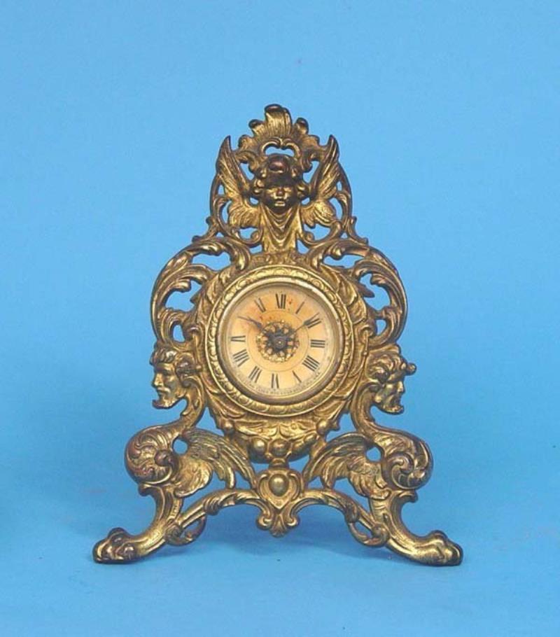 Victorian Style Gilt Metal Mantel Clock