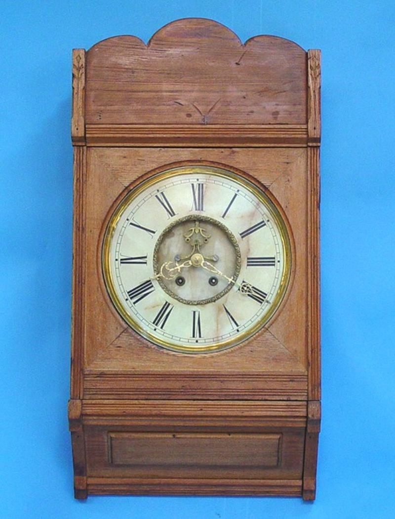 Unusual Open Escapement Pine Wall Clock