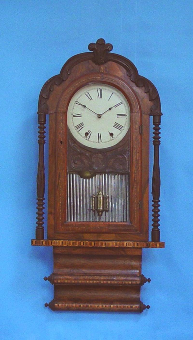 Anglo American Inlaid Walnut Wall Clock