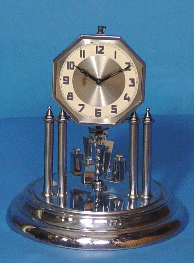 Art Deco Chrome 400 Day Mantel Clock