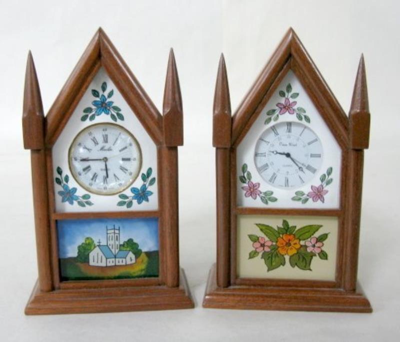 Pair of Miniature Reproduction Steeple Clocks