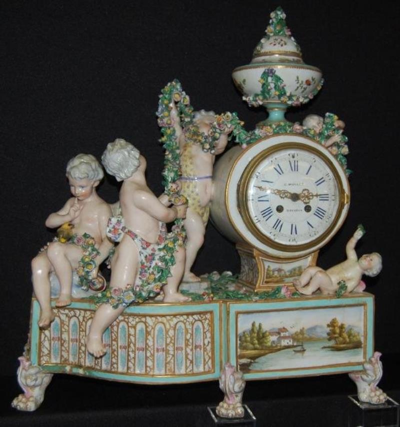 Dresden Porcelain Figural Cherub Mantel Clock