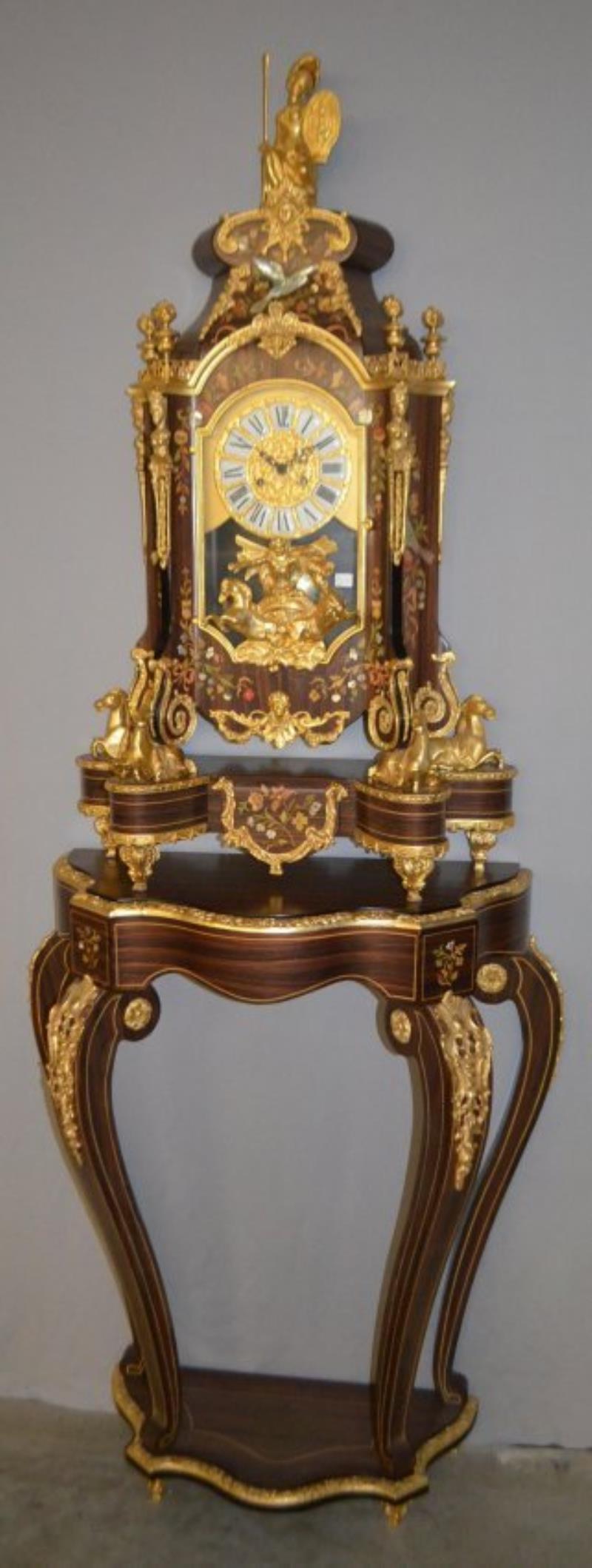 Highly Ornate French Boulle Style Clock on Table