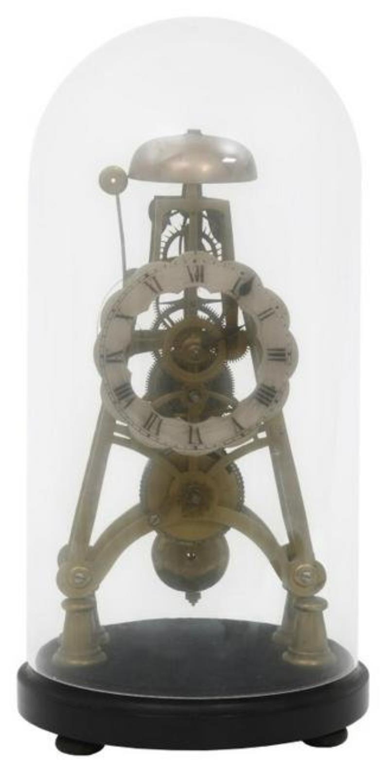 Gold Plated Coil Spring Skeleton Clock with Dome Price Guide