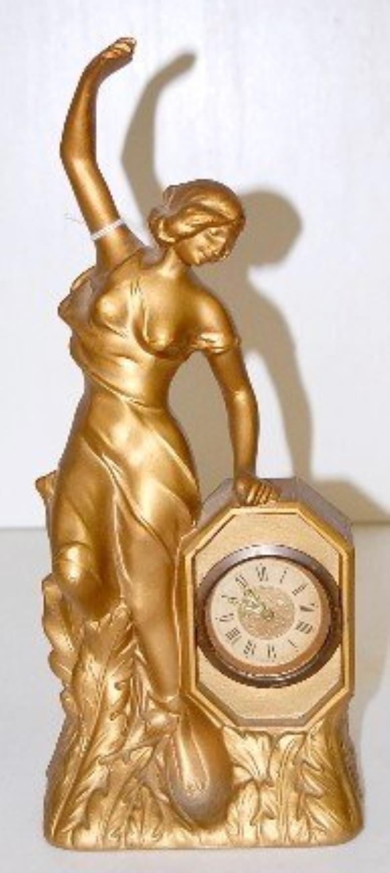 Metal German Art Nouveau Lady Novelty Clock